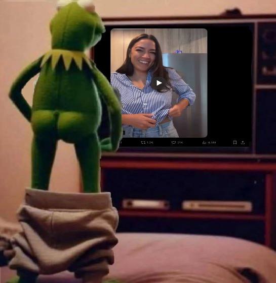 Kermit watching the broadcast
